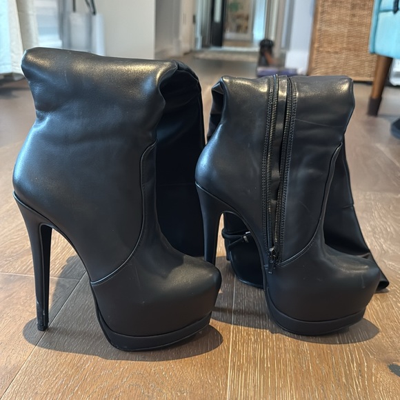 Chinese Laundry tall over the knee stacked Boots Sz 6 black leather - Picture 3 of 9